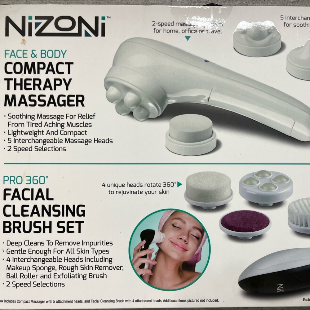 Nizoni Face & Body Compact Therapy Massager Pro 360 Facial Cleansing Brush Set